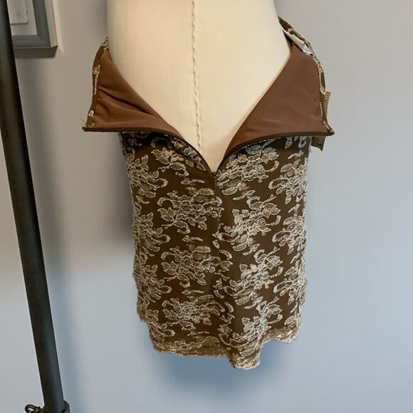 Vintage Deadstock Express Tricot Lace Skirt Brown Mini Short Women’s Medium NEW - Picture 5 of 8